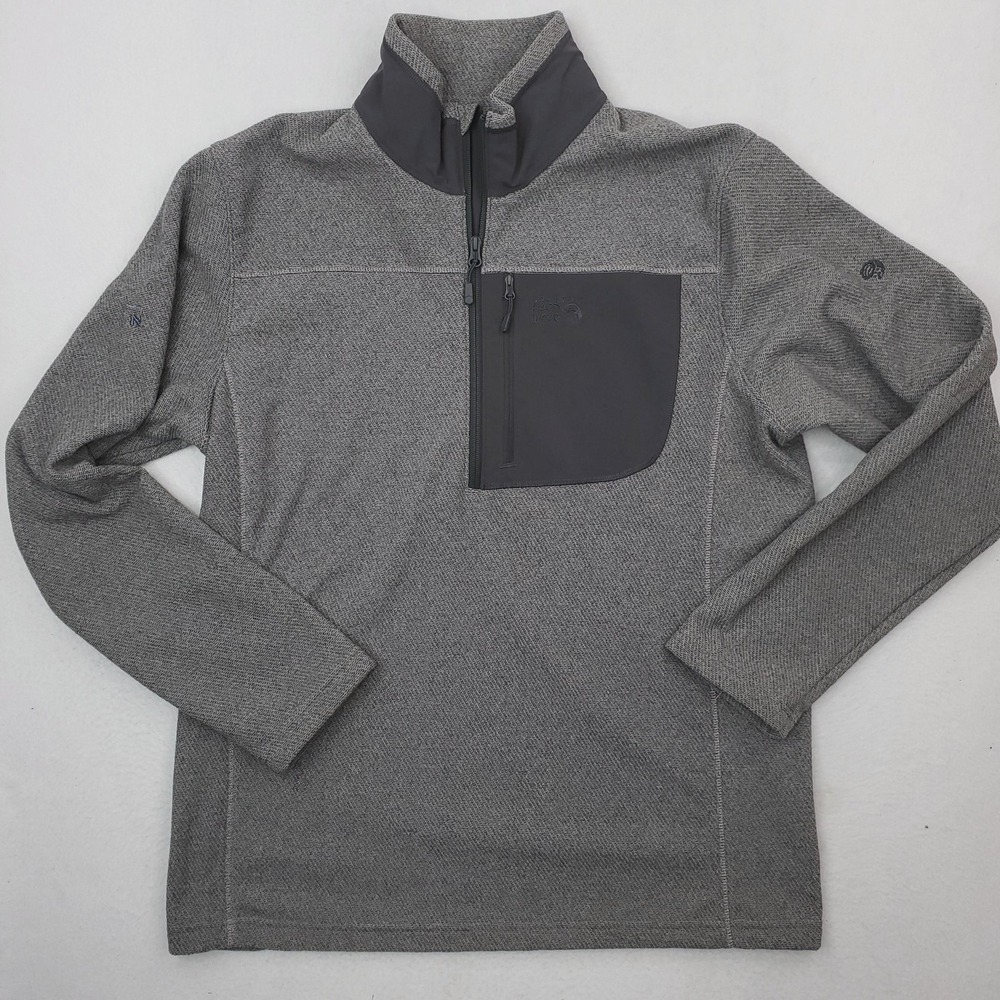 Mountain Hardwear Pullover Mens XL Gray Fleece Quarter Zip Hiking Long Sleeve